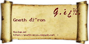 Gneth Áron névjegykártya
